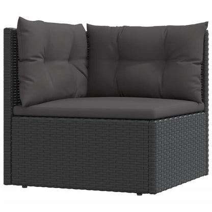 9 pcs conjunto lounge de jardim c/ almofadões vime PE preto