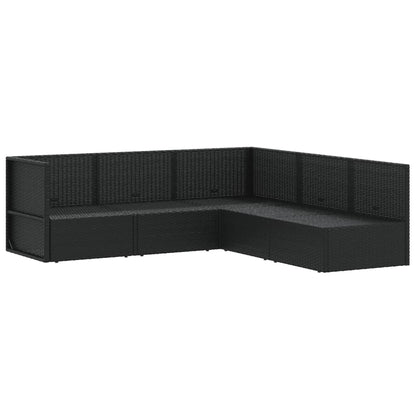 5 pcs conjunto lounge de jardim c/ almofadões vime PE preto