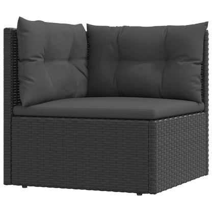 8 pcs conjunto lounge de jardim c/ almofadões vime PE preto