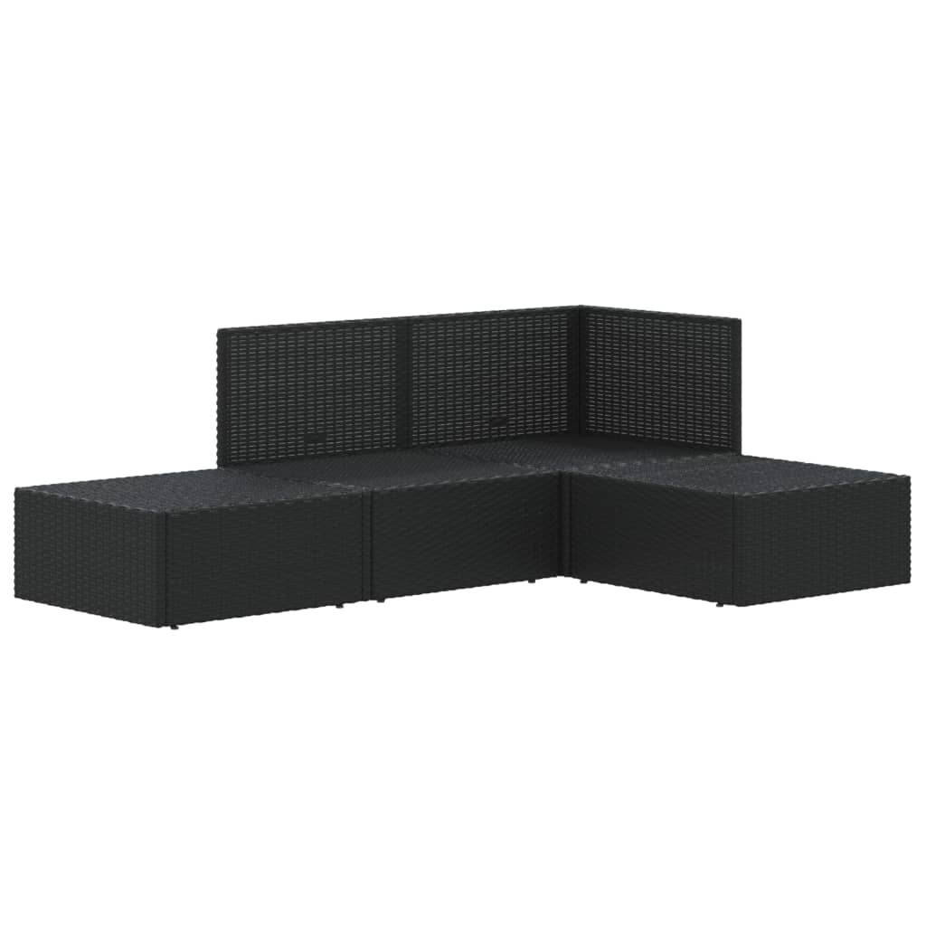 4 pcs conjunto lounge de jardim c/ almofadões vime PE preto