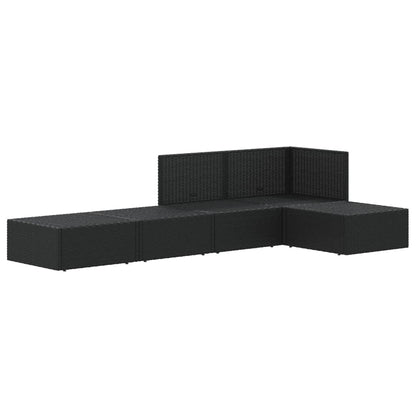 5 pcs conjunto lounge de jardim c/ almofadões vime PE preto