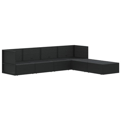 6 pcs conjunto lounge de jardim c/ almofadões vime PE preto