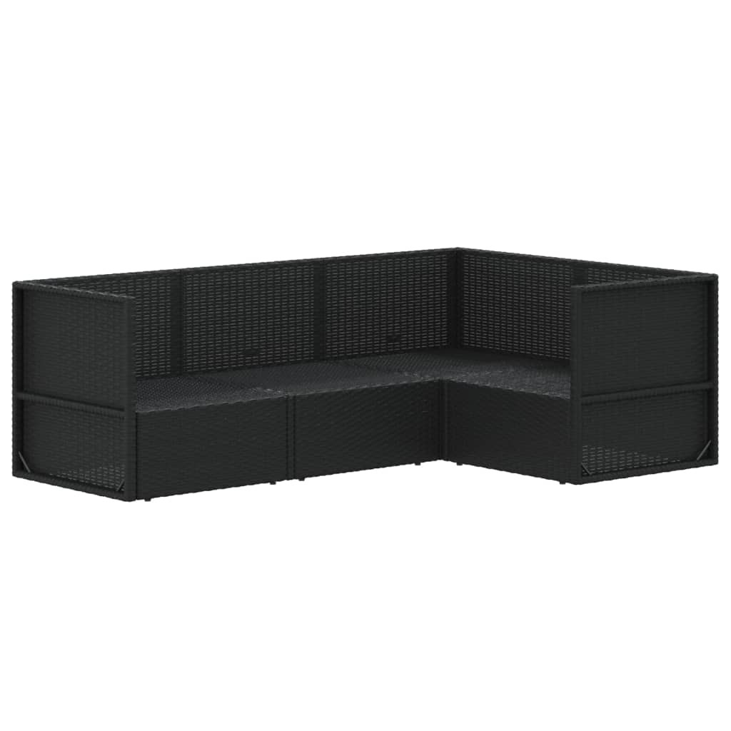 4 pcs conjunto lounge de jardim c/ almofadões vime PE preto