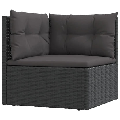 6 pcs conjunto lounge de jardim c/ almofadões vime PE preto