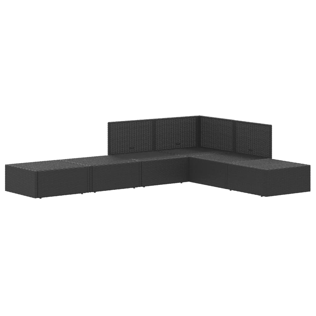 6 pcs conjunto lounge de jardim c/ almofadões vime PE preto