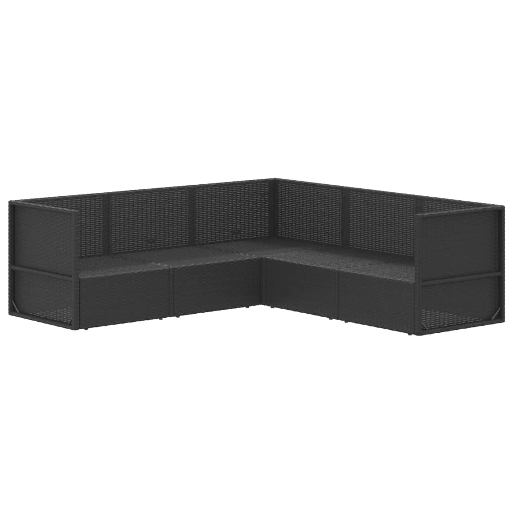 5 pcs conjunto lounge de jardim c/ almofadões vime PE preto