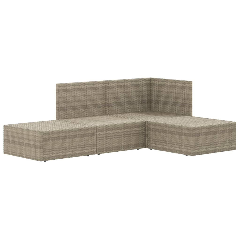 4 pcs conjunto lounge de jardim c/ almofadões vime PE cinzento