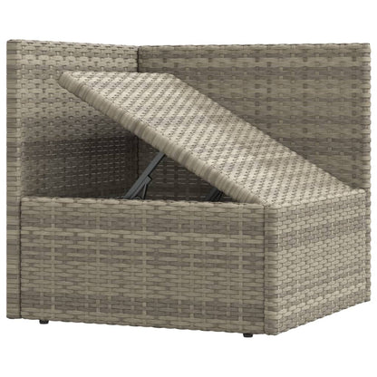 4 pcs conjunto lounge de jardim c/ almofadões vime PE cinzento