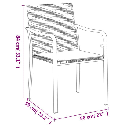 3 pcs conjunto de jantar p/ jardim c/ almofadões vime PE e aço