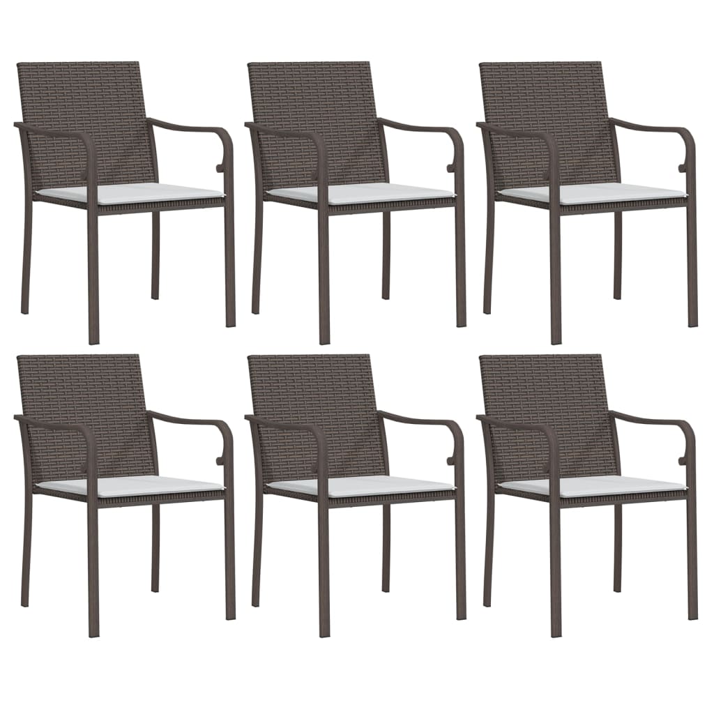 7 pcs conjunto de jantar p/ jardim c/ almofadões vime PE e aço