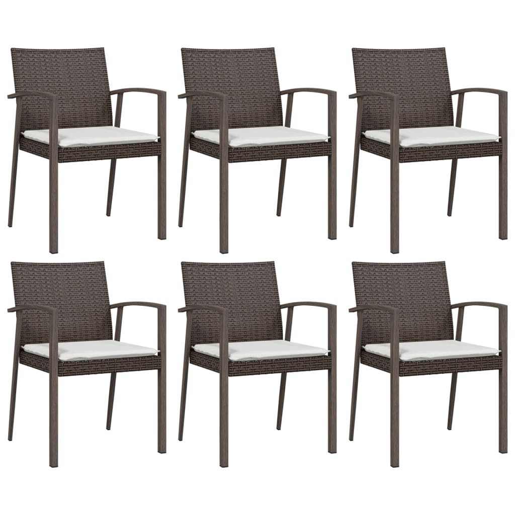 7 pcs conjunto de jantar p/ jardim c/ almofadões vime PE e aço