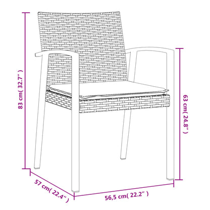 5 pcs conjunto de jantar p/ jardim c/ almofadões vime PE e aço