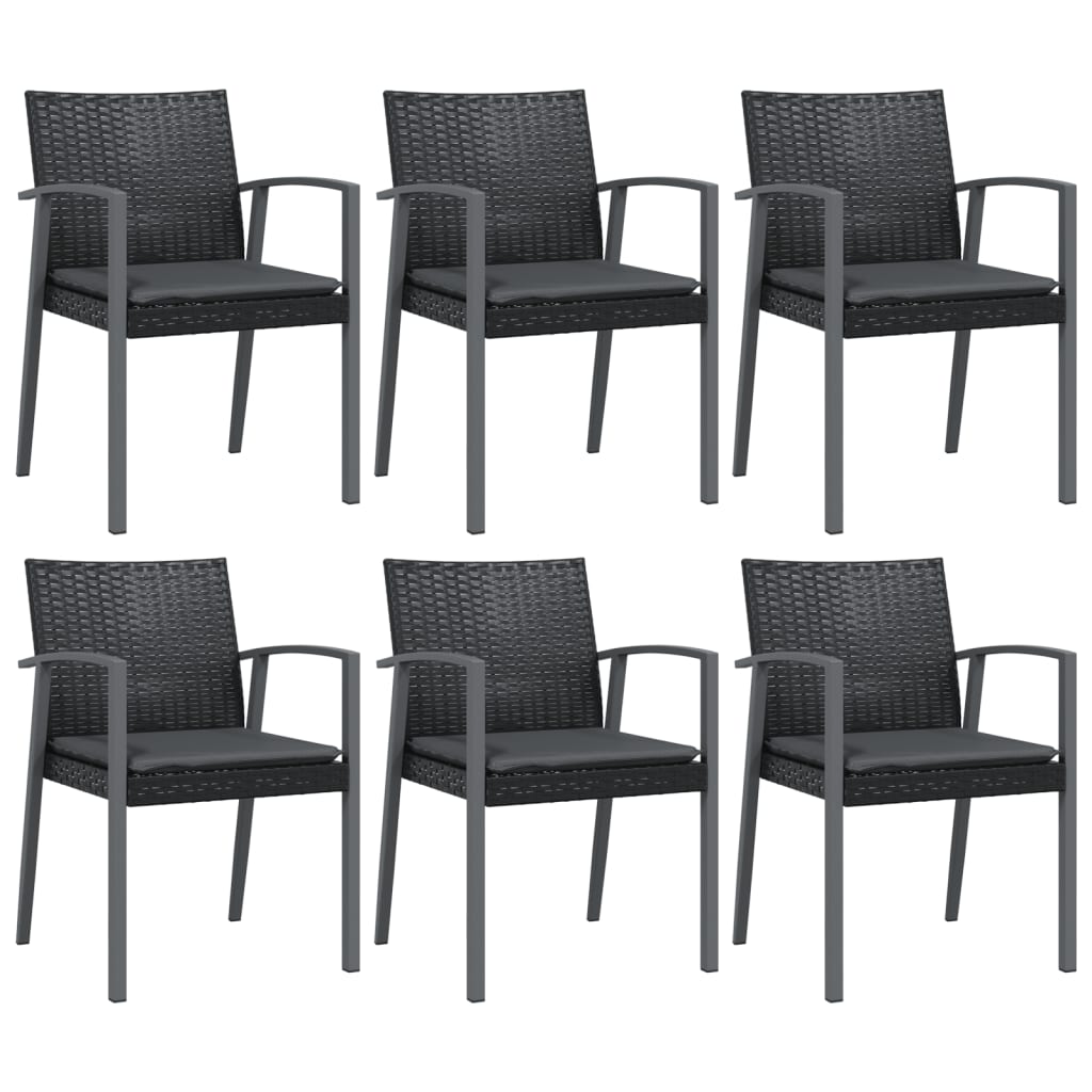 7 pcs conjunto de jantar p/ jardim c/ almofadões vime PE e aço