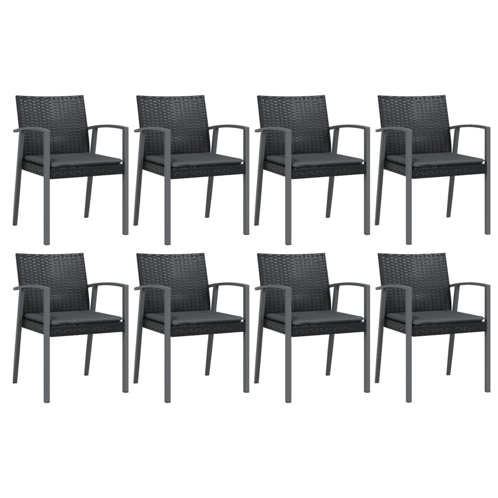 9 pcs conjunto de jantar p/ jardim com almofadões vime PE e aço