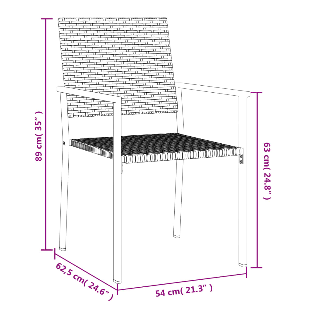 3 pcs conjunto de jantar p/ jardim vime PE e aço