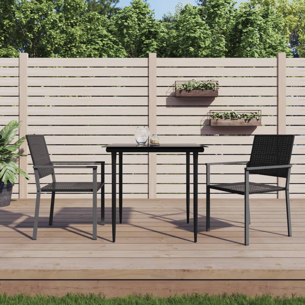 3 pcs conjunto de jantar p/ jardim vime PE e aço