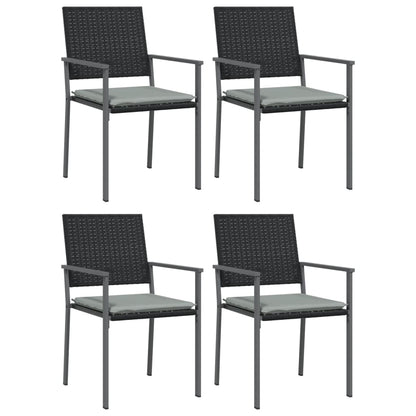 5 pcs conjunto de jantar p/ jardim c/ almofadões vime PE e aço