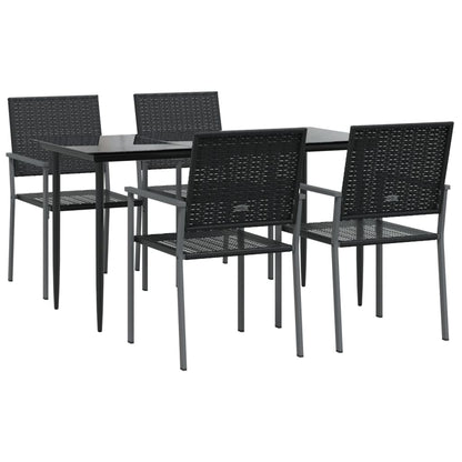 5 pcs conjunto de jantar p/ jardim vime PE e aço