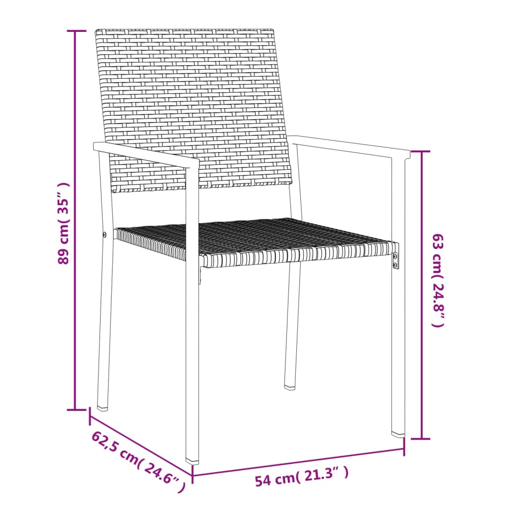 7 pcs conjunto de jantar p/ jardim vime PE e aço