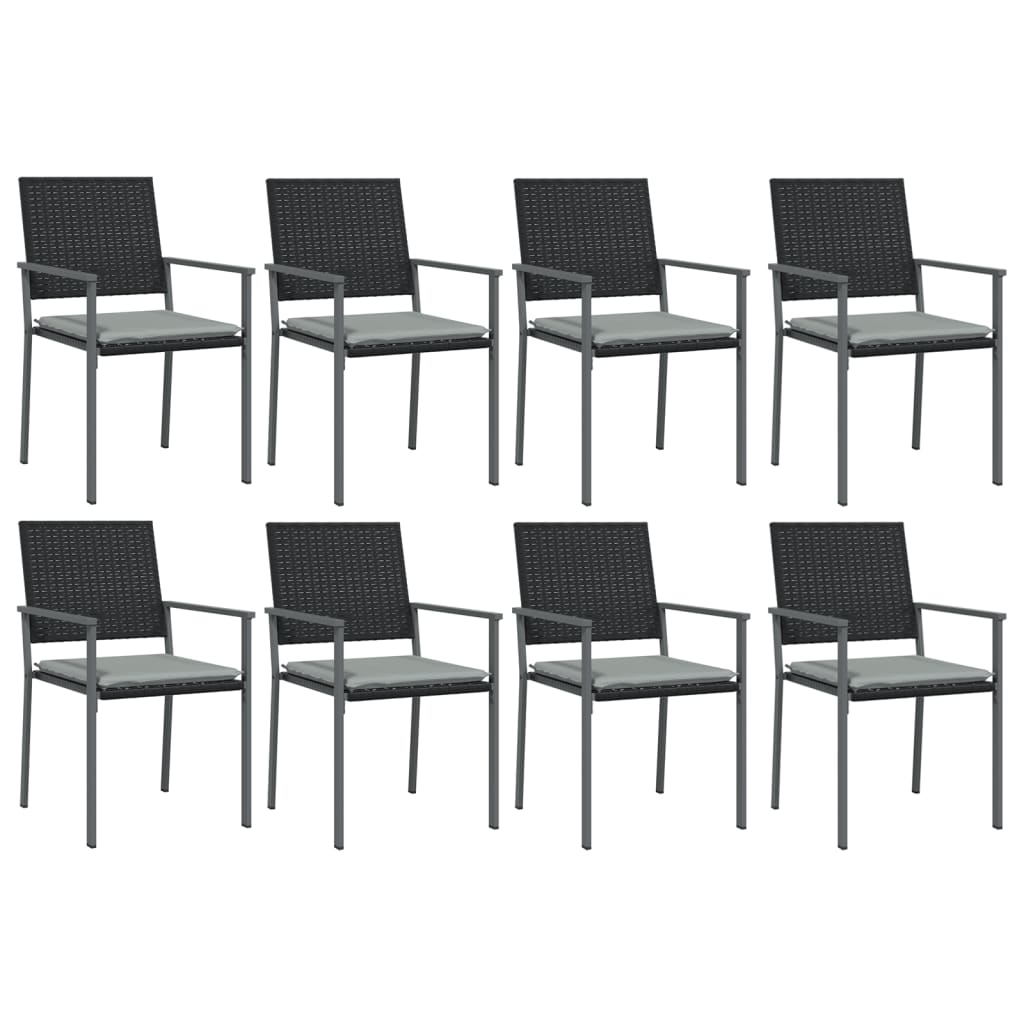 9 pcs conjunto de jantar p/ jardim com almofadões vime PE e aço