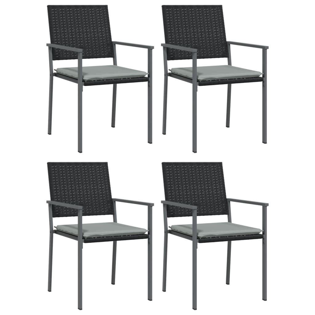 5 pcs conjunto de jantar p/ jardim c/ almofadões vime PE e aço