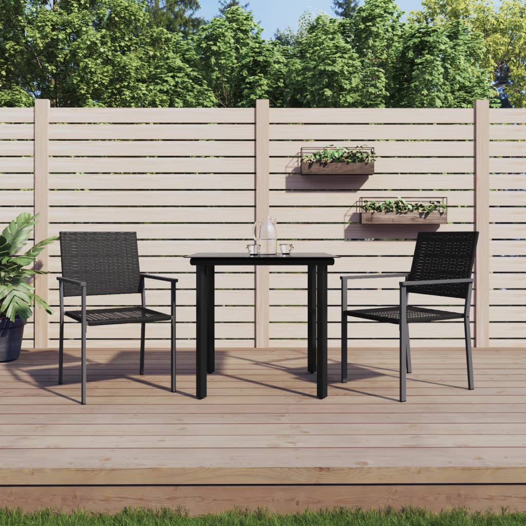 3 pcs conjunto de jantar p/ jardim vime PE e aço