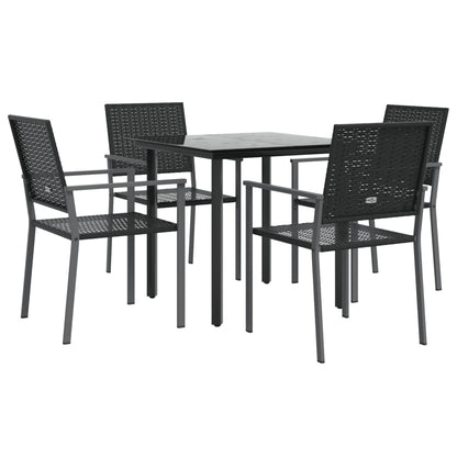 5 pcs conjunto de jantar p/ jardim vime PE e aço