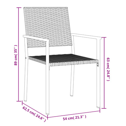 5 pcs conjunto de jantar p/ jardim vime PE e aço