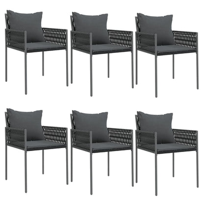 7 pcs conjunto de jantar p/ jardim c/ almofadões vime PE e aço