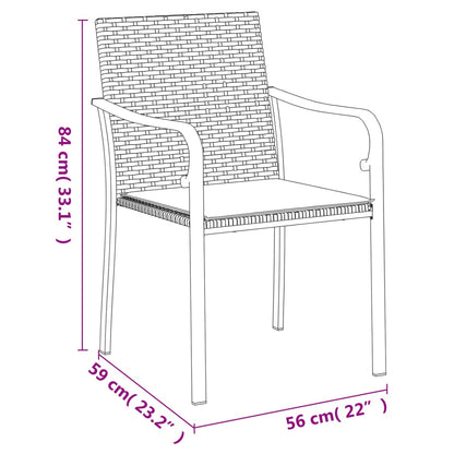 Cadeiras jardim c/ almofadões 6pcs 56x59x84 cm vime PE castanho