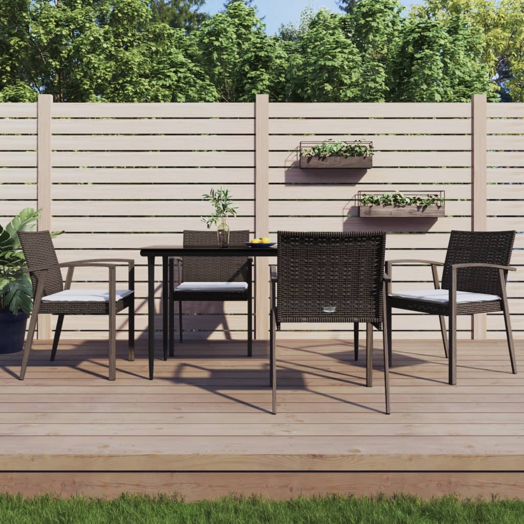 Cadeiras jardim + almofadões 4pcs 56,5x57x83cm vime PE castanho