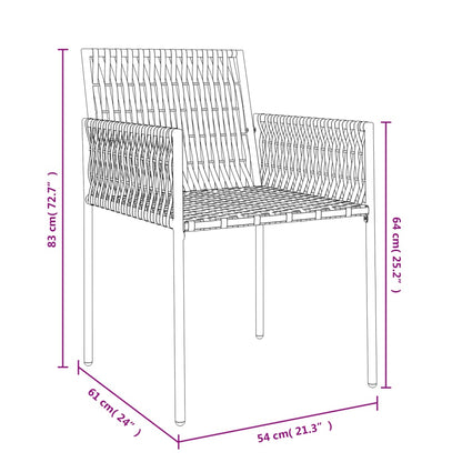 Cadeiras jardim c/ almofadões 4pcs 54x61x83 cm vime PE castanho