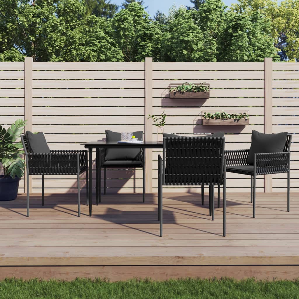 Cadeiras jardim c/ almofadões 4 pcs 54x61x83 cm vime PE preto