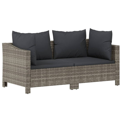 3 pcs conjunto lounge de jardim c/ almofadões vime PE cinzento