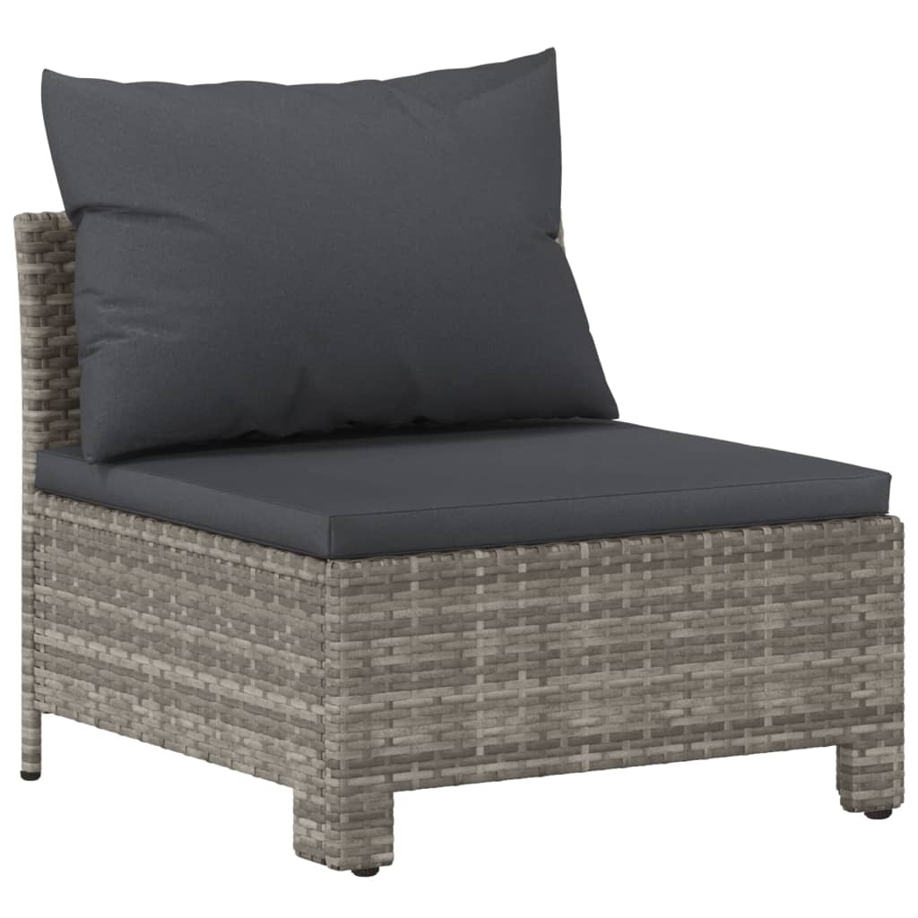 3 pcs conjunto lounge de jardim c/ almofadões vime PE cinzento