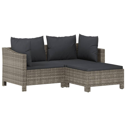 5 pcs conjunto lounge de jardim c/ almofadões vime PE cinzento