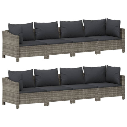 9 pcs conjunto lounge de jardim c/ almofadões vime PE cinzento