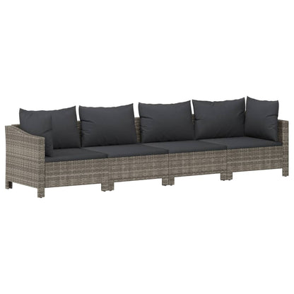 5 pcs conjunto lounge de jardim c/ almofadões vime PE cinzento