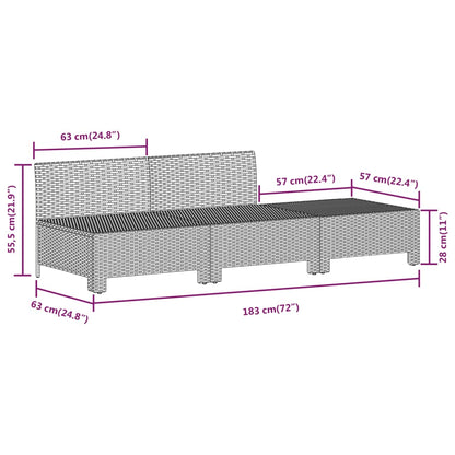 7 pcs conjunto lounge de jardim c/ almofadões vime PE cinzento