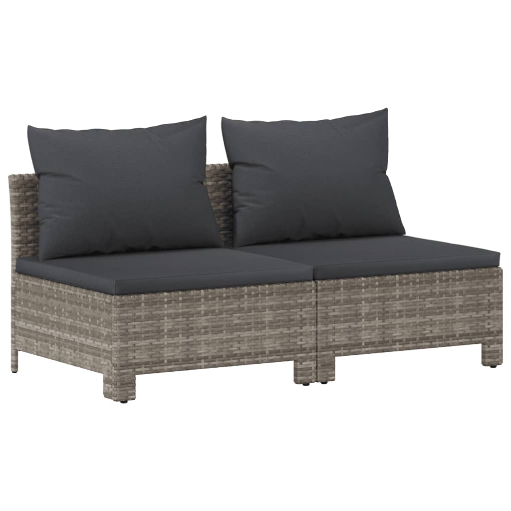 8 pcs conjunto lounge de jardim c/ almofadões vime PE cinzento