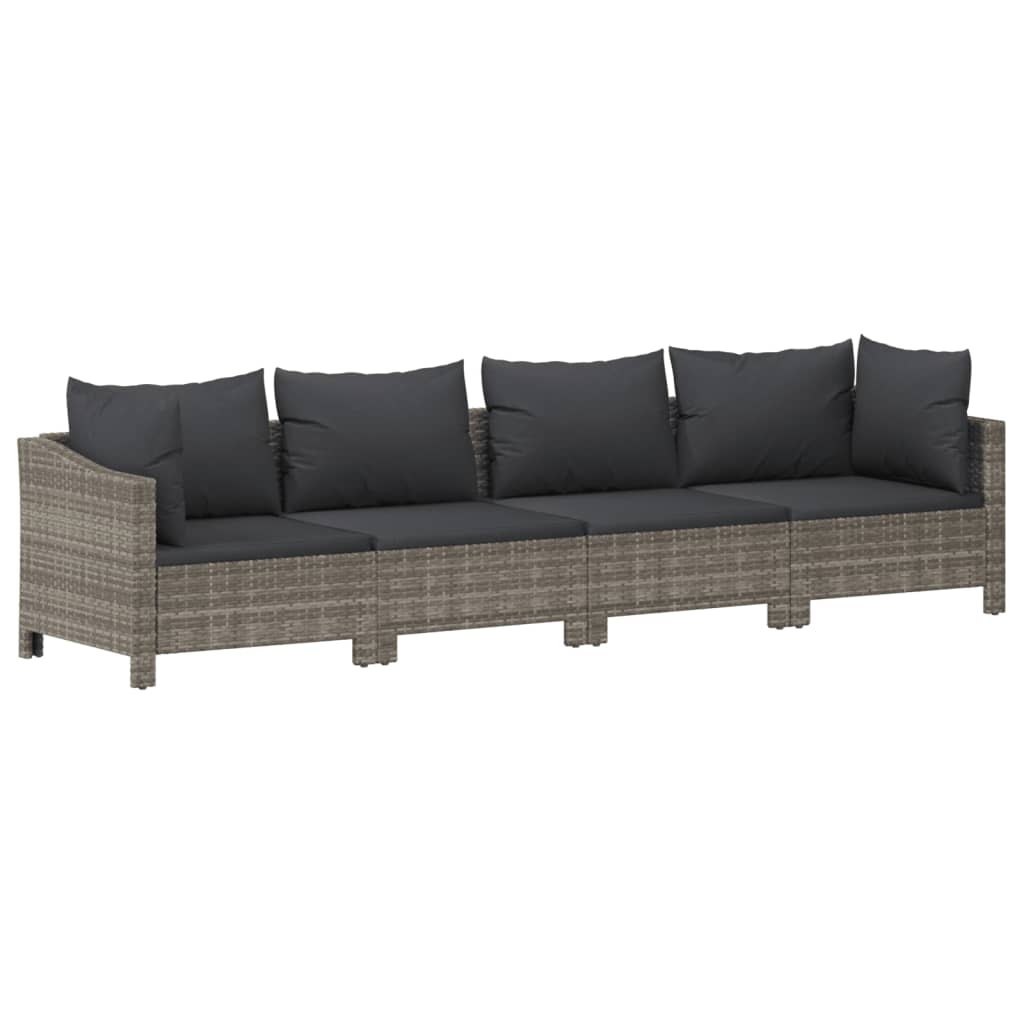 8 pcs conjunto lounge de jardim c/ almofadões vime PE cinzento