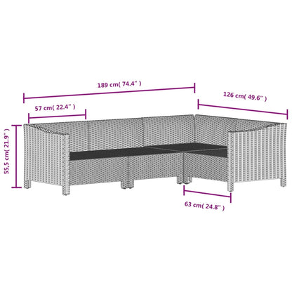 9 pcs conjunto lounge de jardim c/ almofadões vime PE cinzento