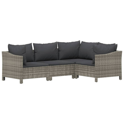 8 pcs conjunto lounge de jardim c/ almofadões vime PE cinzento