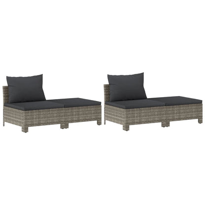 8 pcs conjunto lounge de jardim c/ almofadões vime PE cinzento