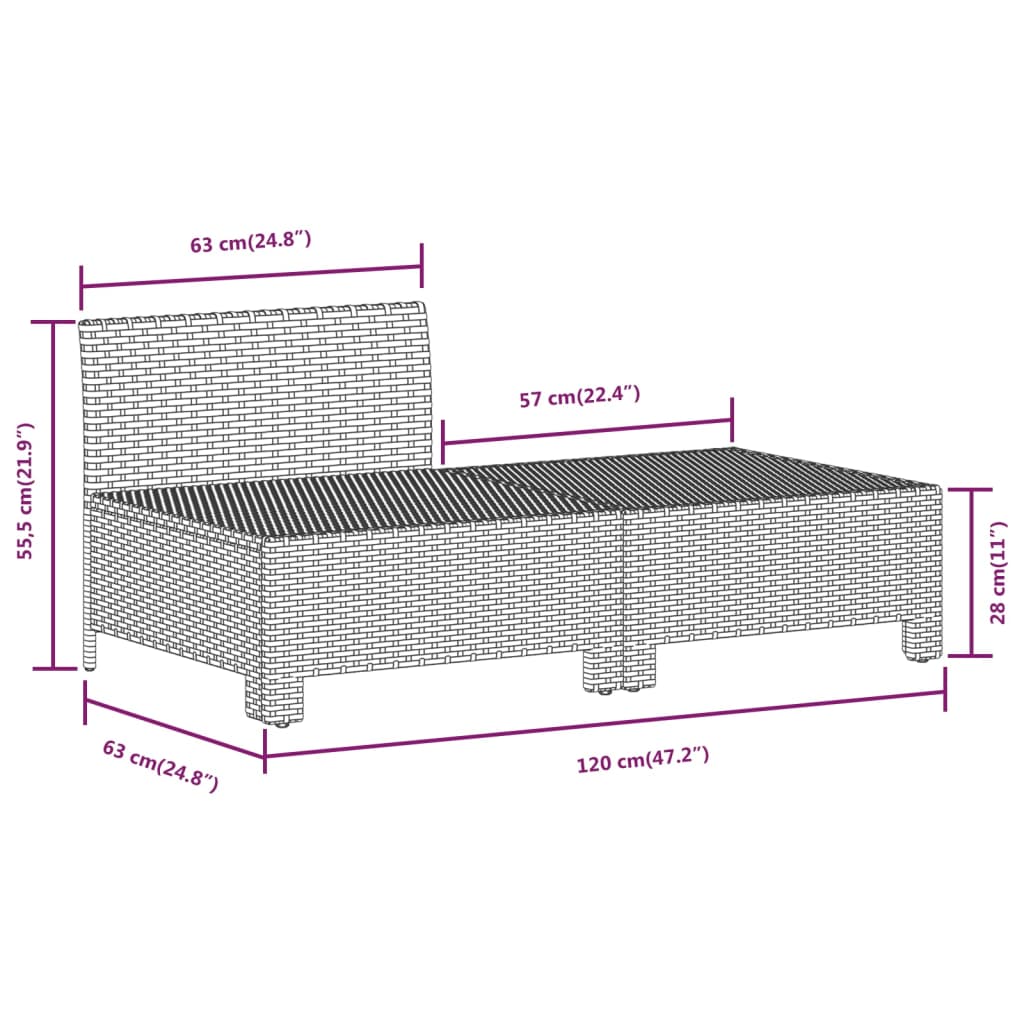 8 pcs conjunto lounge de jardim c/ almofadões vime PE cinzento