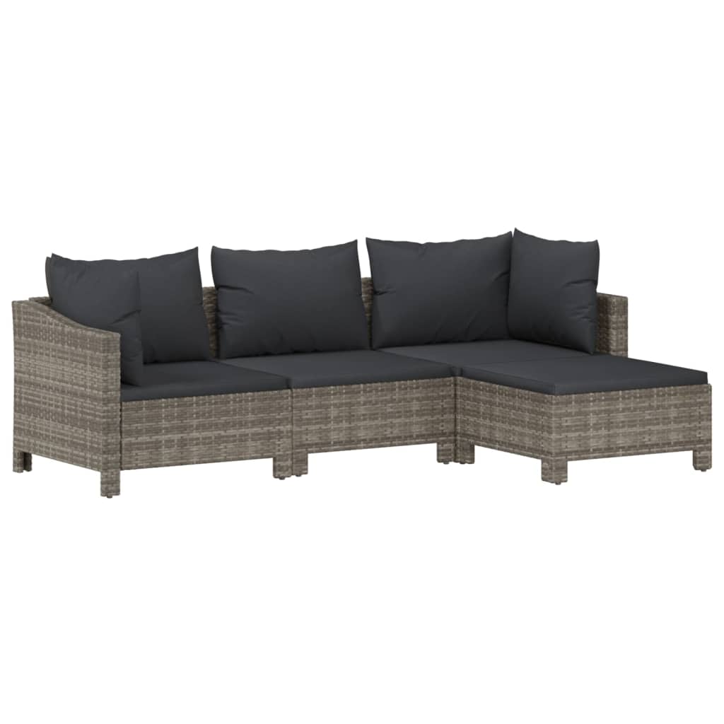 8 pcs conjunto lounge de jardim c/ almofadões vime PE cinzento