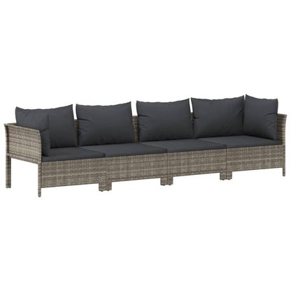 8 pcs conjunto lounge de jardim c/ almofadões vime PE cinzento