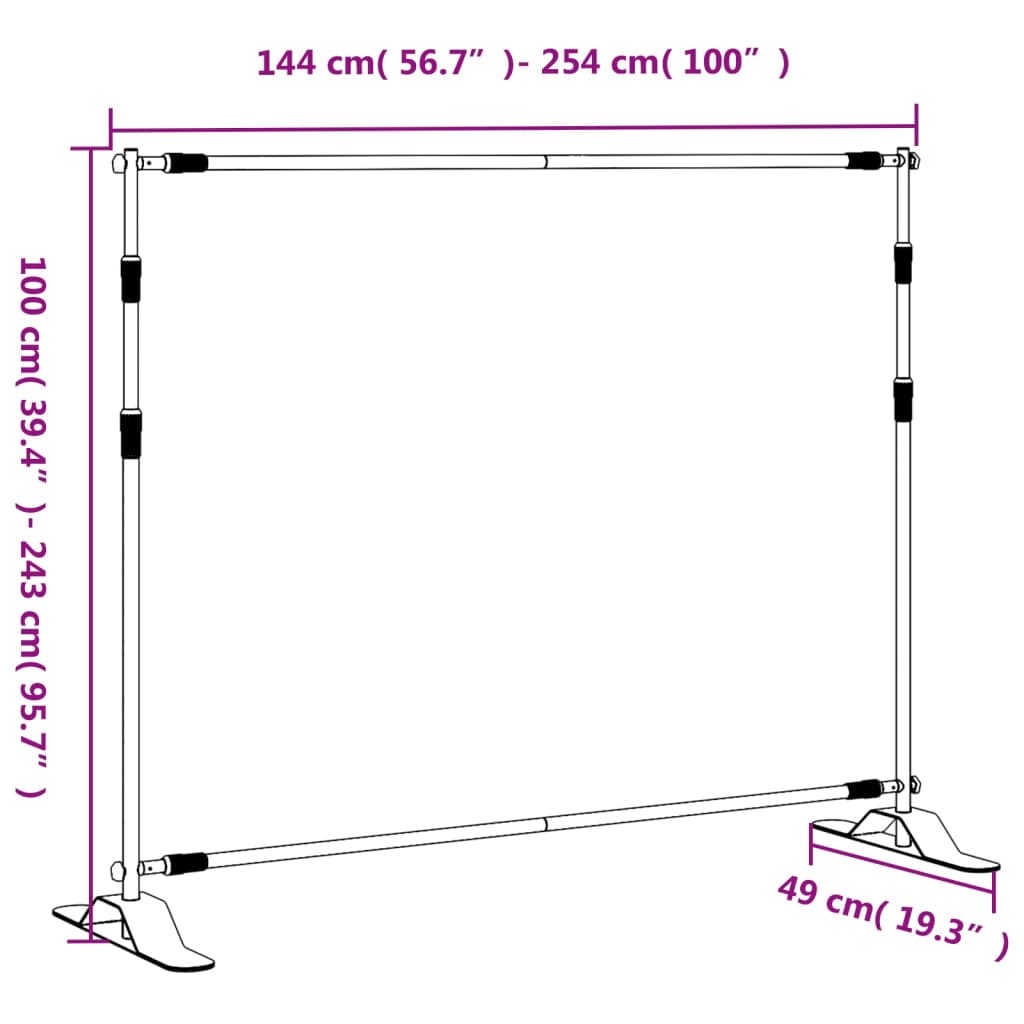 Suportes para fundos fotográficos 2 pcs 254x243 cm aço preto