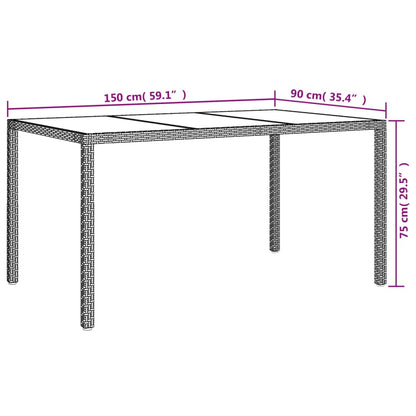 7 pcs conjunto de jantar p/ jardim c/ almofadões vime PE preto