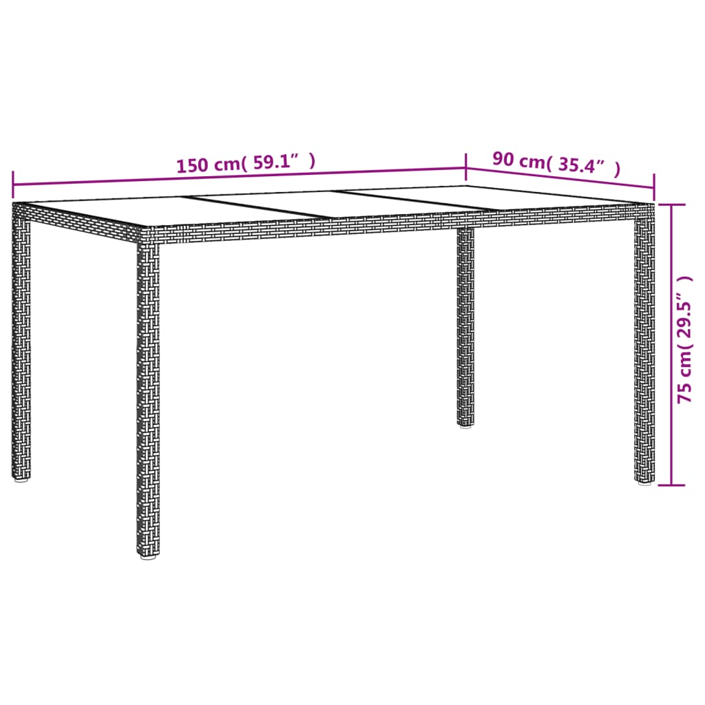 5 pcs conjunto de jantar p/ jardim c/ almofadões vime PE preto